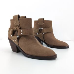 SEE BY CHLOE Women 36.5 US 6.5 Eddie Low Boots Brown Suede Western Harness Ankle